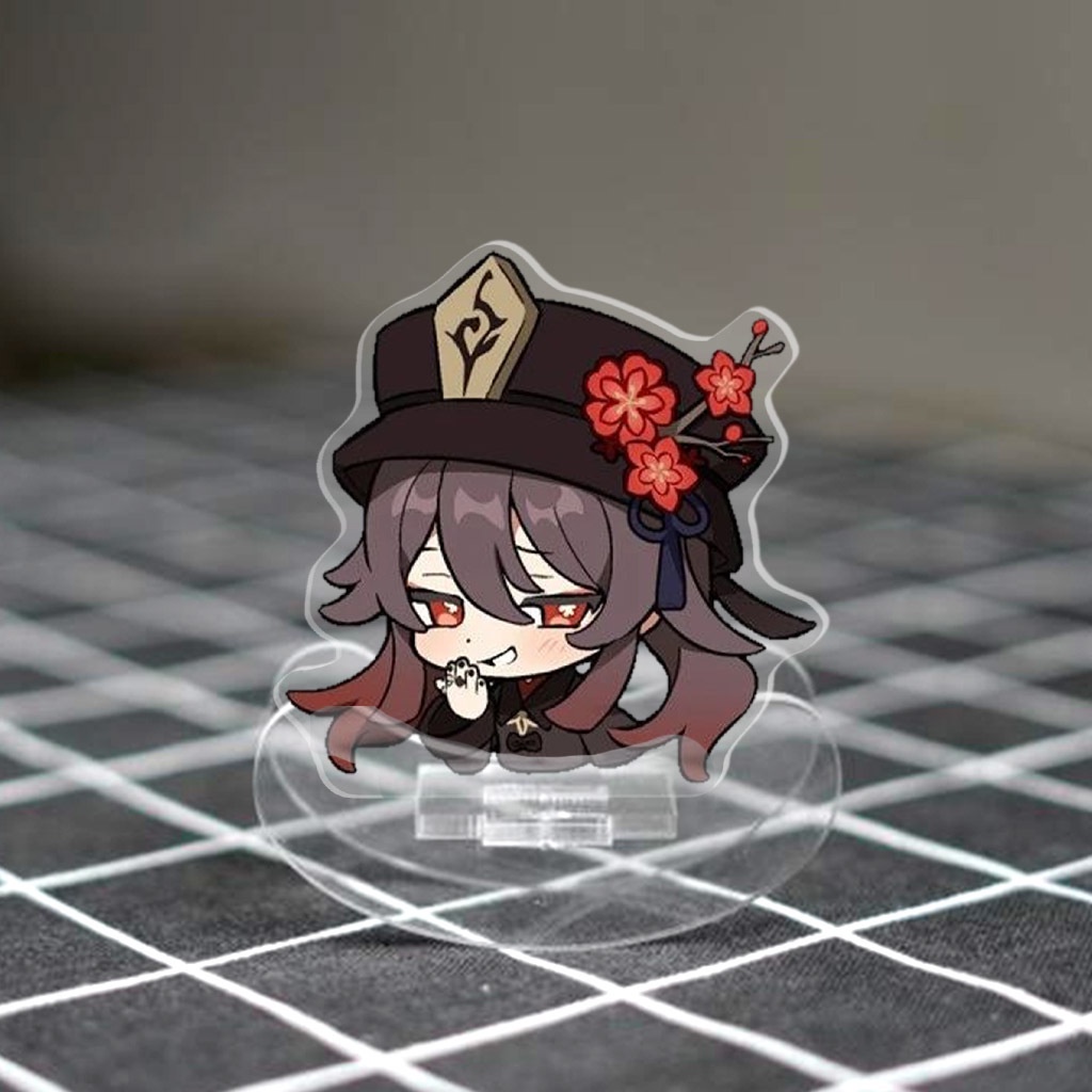 Standee mica lắc lư in hình nhân vật anime Hutao Genshin impact decor góc học tập làm quà tặng bạn bè