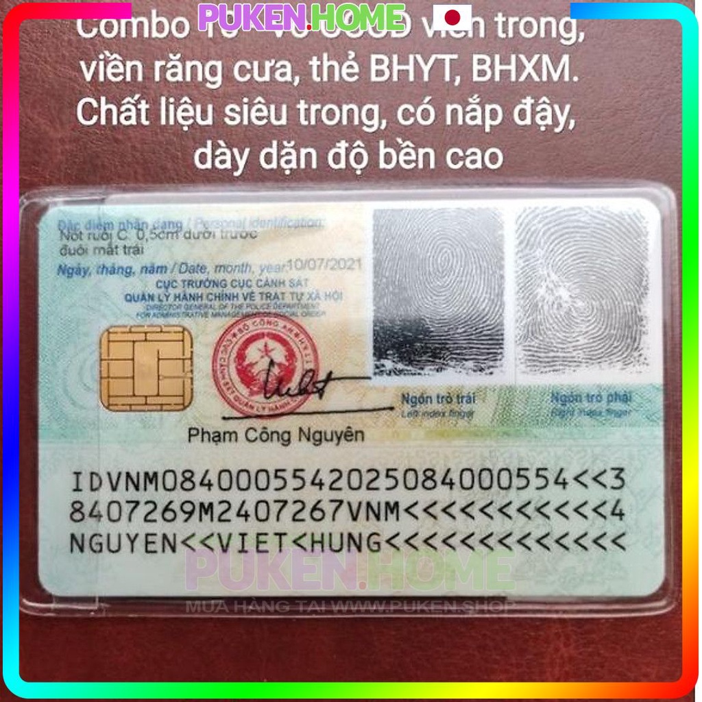 Vỏ bọc thẻ căn cước, bọc thẻ ATM, bọc thẻ sinh viên, bao đựng thẻ bảo hiểm nhựa dẻo trong suốt siêu bền