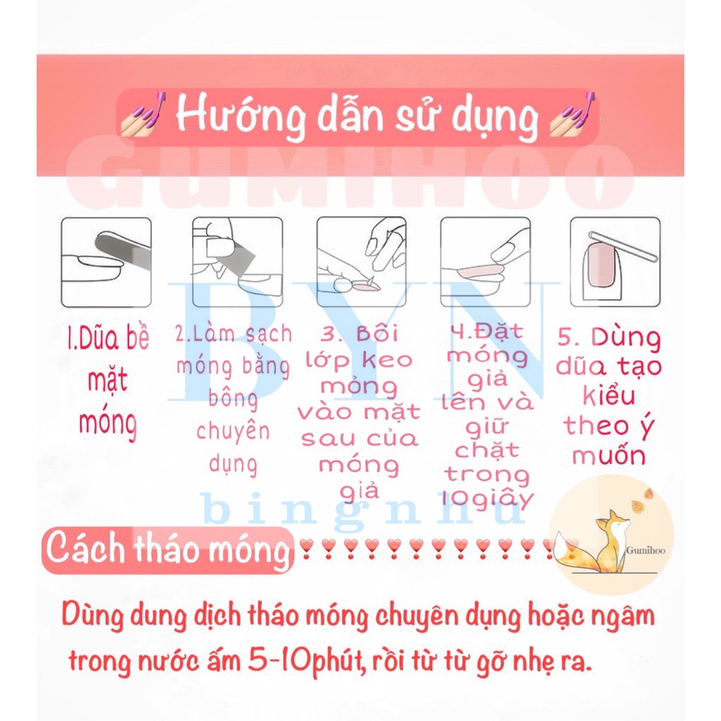 Sét 24 móng tay giả BYN Nail kèm keo dán hot trend 2022 💅