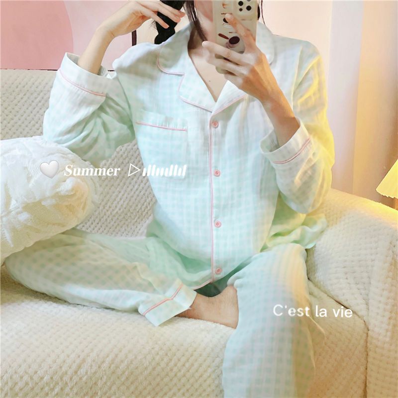 Bộ Đồ Ngủ Dài Tay Thời Trang Mùa Xuân Thu Hàn Quốc Ngọt Ngào Dành Cho Nữ Sinh