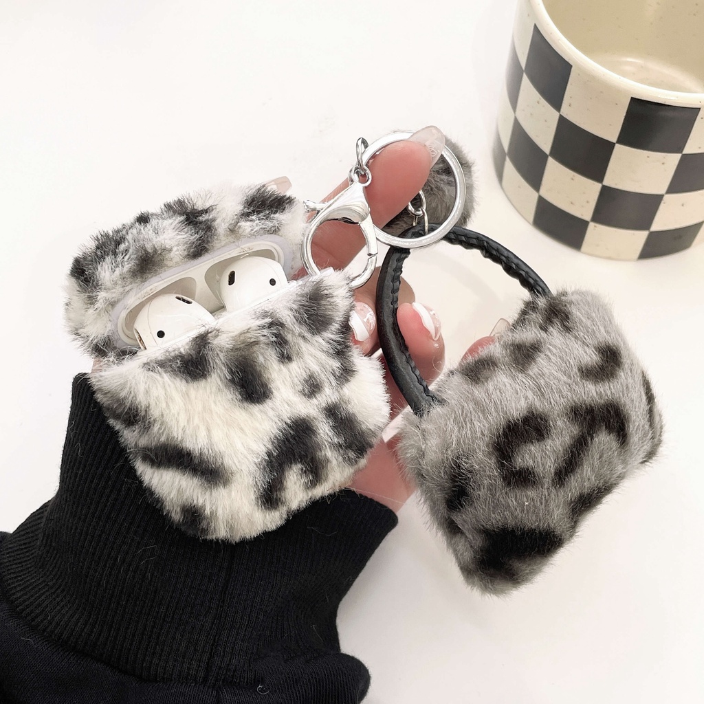 Vỏ Bảo Vệ Hộp Sạc Tai Nghe AirPods3 Gen AirPods3 2021 Họa Tiết Da Báo Bằng Lông Nhung Ốp