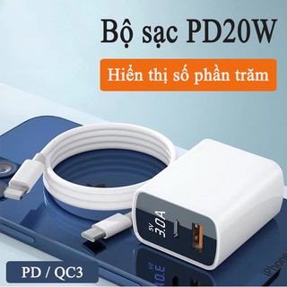 Củ sạc 20w + combo bộ sạc siêu nhanh, củ sạc 20w + dây sạc type-c to type-c, c to l phù hợp với điện thoại