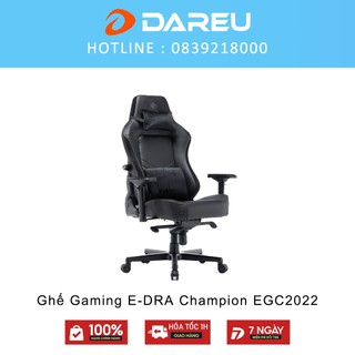 Ghế Gaming cao cấp E-DRA Champion EGC2022 Black - Da thật 100%, đệm đúc nguyên khối mật độ cao - Kê tay 4D - BH 12 tháng