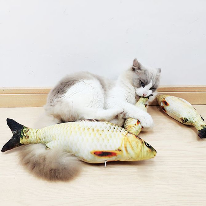 Đồ chơi thú nhồi bông DORRIKEY LI0156 hình cá chứa bạc hà mèo vui nhộn cho mèo cưng