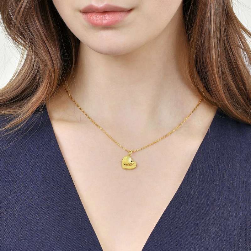 Dây chuyền trái tim bằng chất liệu titan không gỉ mạ vàng 18k khắc chữ thiết kế trẻ trung xinh xắn dành cho nữ
