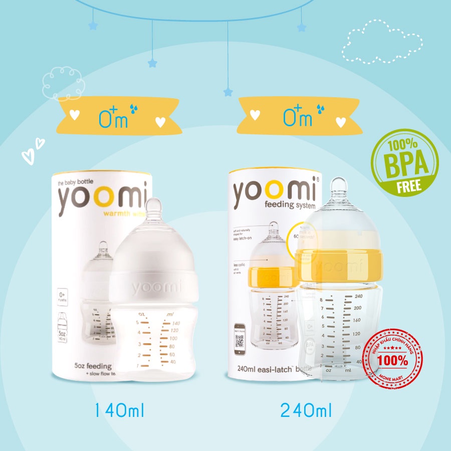 Bình sữa Yoomi 140ml nhập khẩu chính hãng Vương quốc Anh an toàn tuyệt đối cho bé