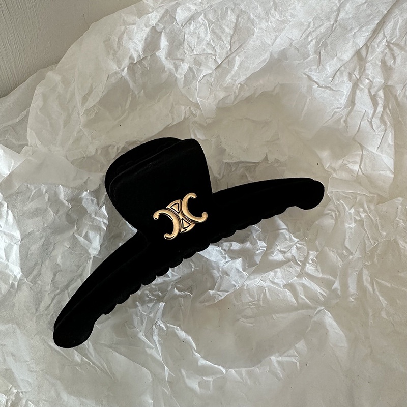 Kẹp Tóc Cá Mập Màu Đen Đính Hoa Trà Lớn Cho Nữ