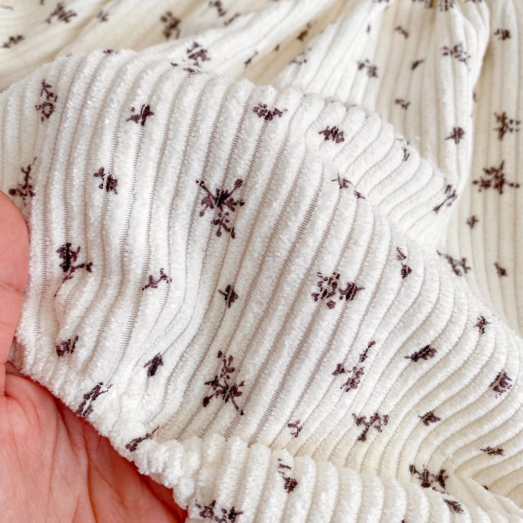 Bộ Áo Liền Quần Vải Cotton Tay Dài In Hoa Nhỏ Dễ Thương Phong Cách Hàn Quốc Cho Bé Gái Sơ Sinh