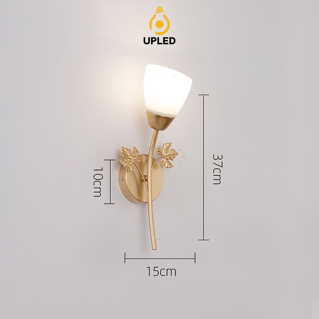 Đèn Ngủ Treo Tường Hoa Thường Xuân Mạ Đồng UPLED Trang trí Phòng Khách, Lối đi