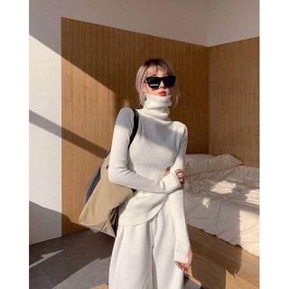 Áo len cổ lọ len tăm tay dài