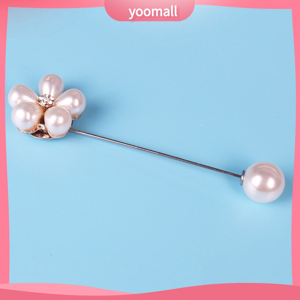 Ghim Cài Áo Hình Bông Hoa Đính Ngọc Trai Giả Thanh Lịch Dành Cho Nữ