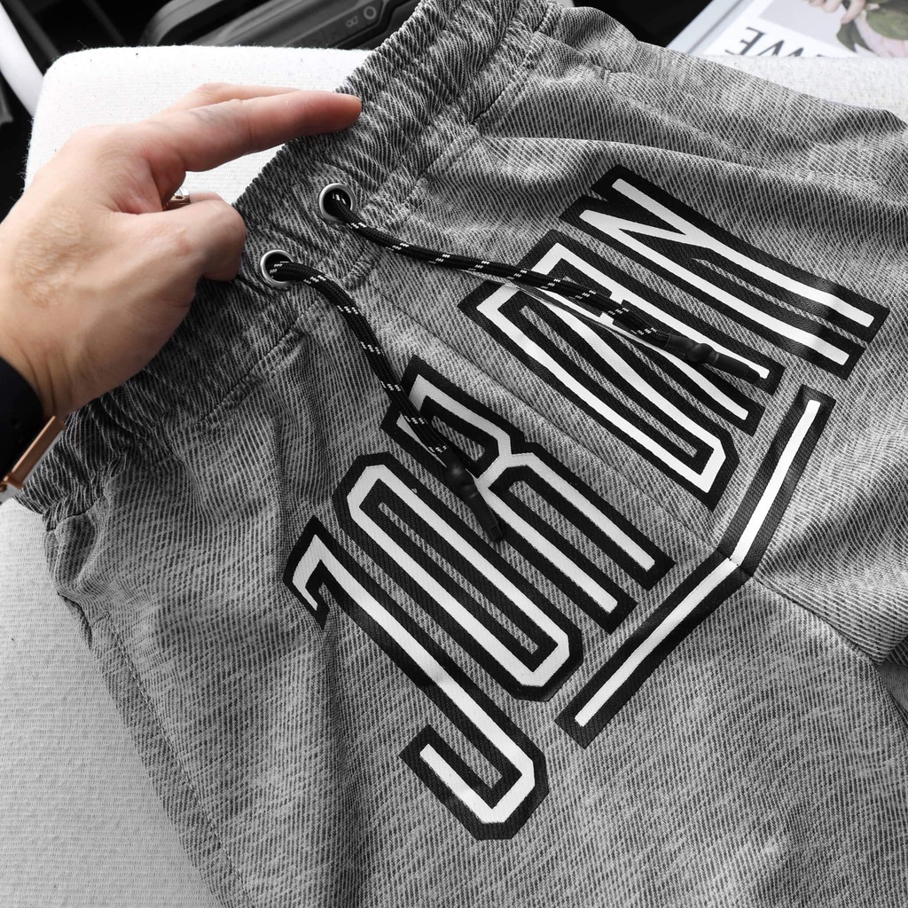 Quần short lửng thể thao nam lưng chun, chất thun vải mè cao cấp JD001