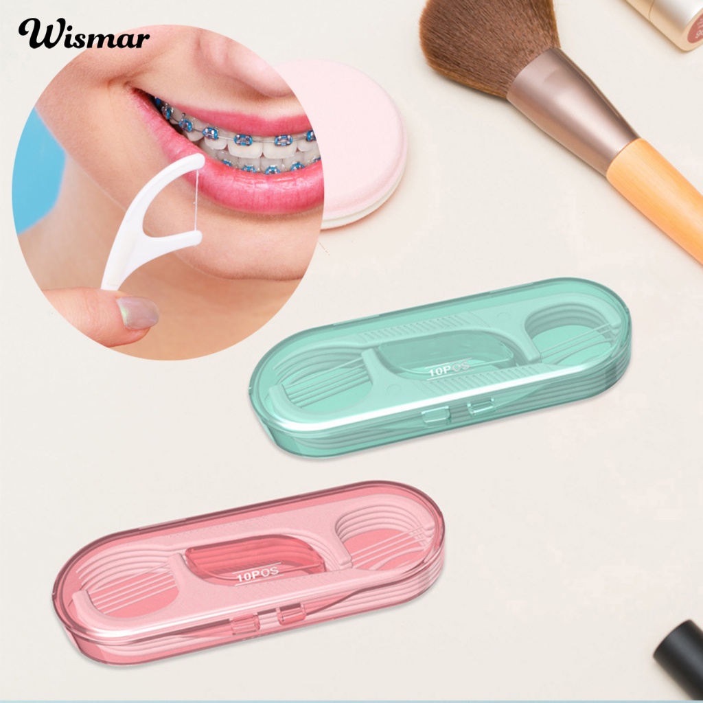 Hộp 10 Tăm Chỉ Nha Khoa Trong Suốt Làm Sạch Sâu Kèm Hộp Đựng