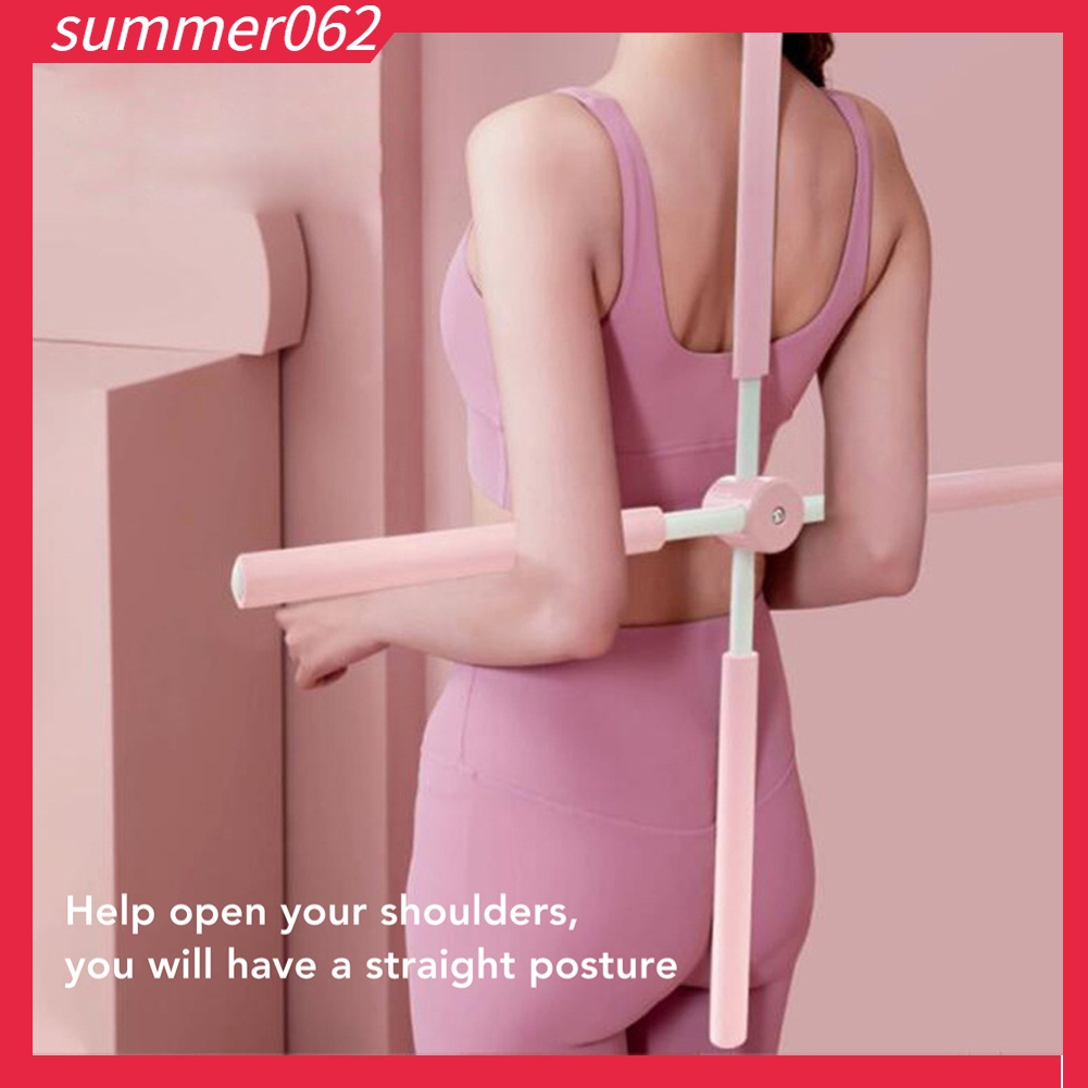 [Hàng Sẵn] Gậy Yoga Body Stick Mở Lưng đứng Chỉnh sửa Tư thế Vai Màu hồng để Tập luyện cho Người gù lưng【Summer062】