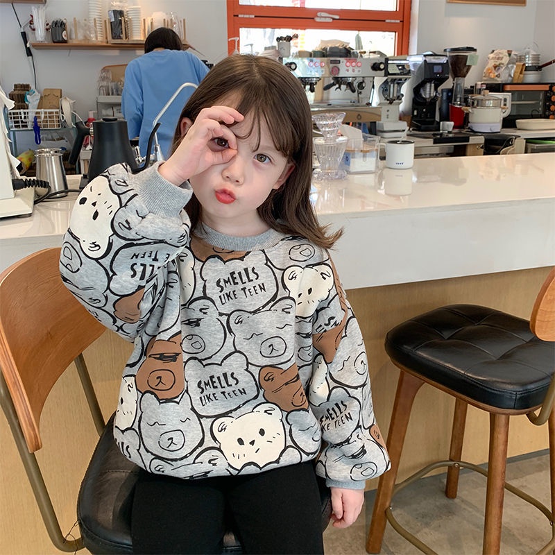 Mới Áo Sweater Tay Dài Cổ Tròn Họa Tiết Hoạt Hình Thời Trang 2022 Cho Bé Gái