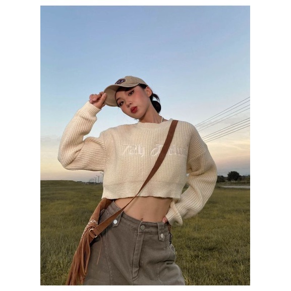 Áo kiểu crop top NZN tay dài cổ tròn thời trang mùa thu Hàn Quốc mới dành cho nữ | BigBuy360 - bigbuy360.vn