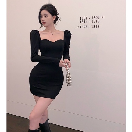 Đầm dáng ôm mini tay dài ngực cúp Emilyshop