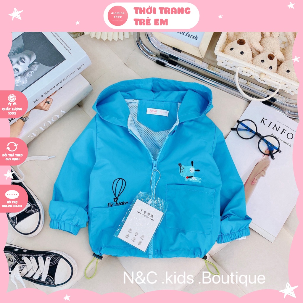 Áo Khoát Gió Cao Cấp, Khoát 2 Lớp Cho Bé Trai, Hàng Quảng Châu Siêu Xịn, Size Từ 10-22kg