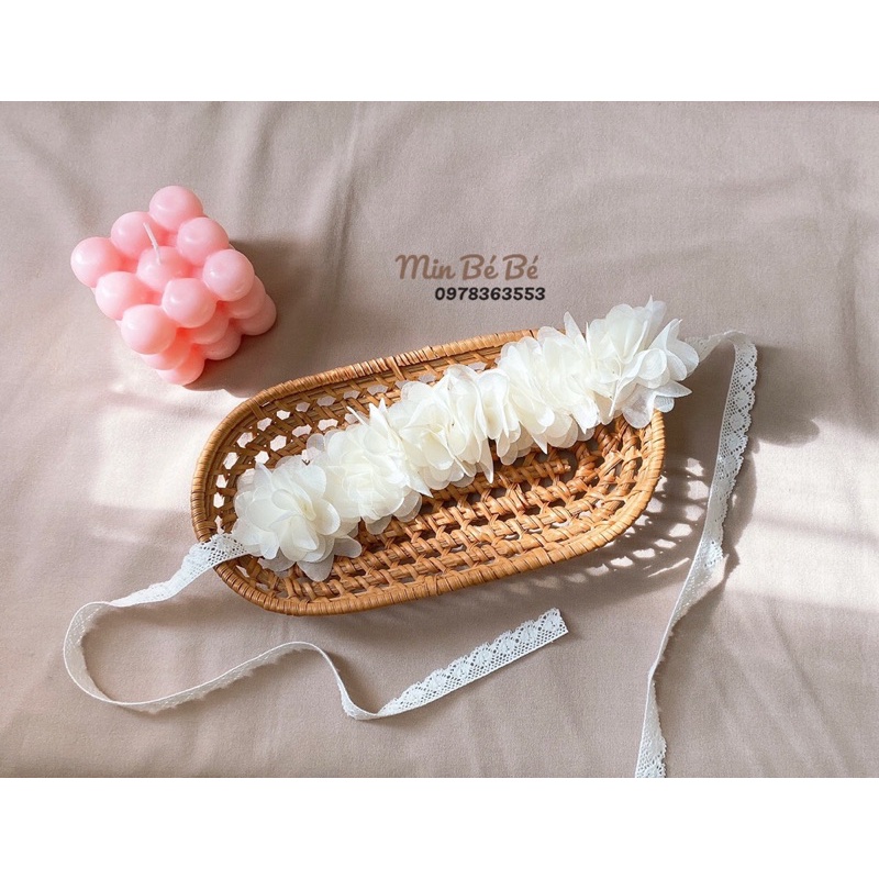 Băng đô, turban hoa voan cho bé gái