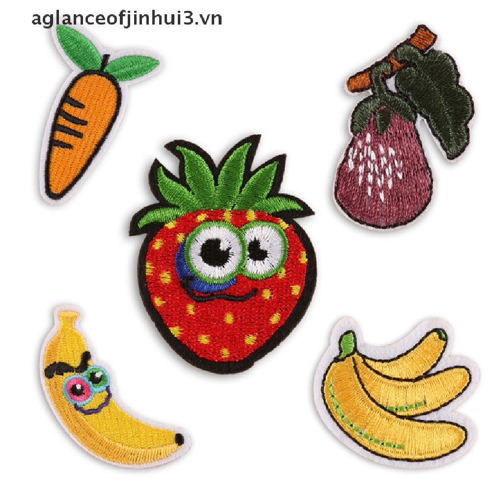 Set 14 Miếng Dán Ủi Thêu Hình Trái Cây Dễ Thương