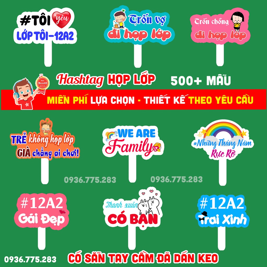 Hashtag HỌP LỚP - Miễn phí thiết kế theo yêu cầu