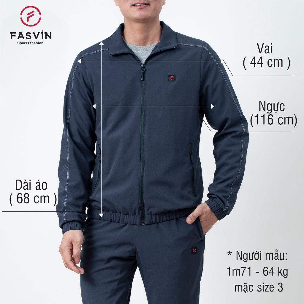 Áo gió nam thể thao Fasvin ABC22541.SG 02 lớp chất liệu cao cấp mềm mại co giãn hàng nhà máy