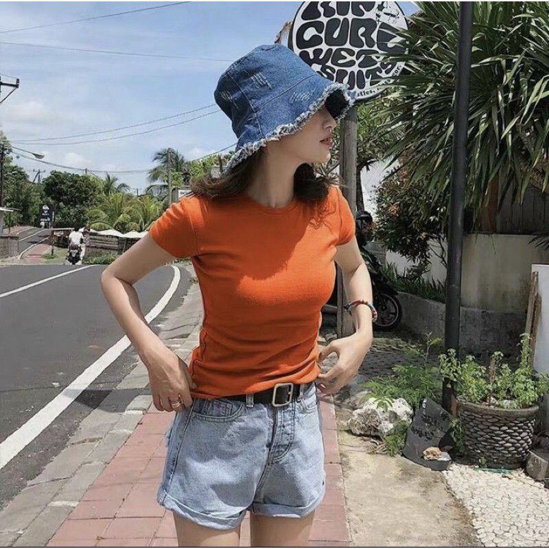 Áo thun ôm tay ngắn cổ tròn có Size đại đến 75kg chất cotton co giãn ôm dáng body giá rẻ