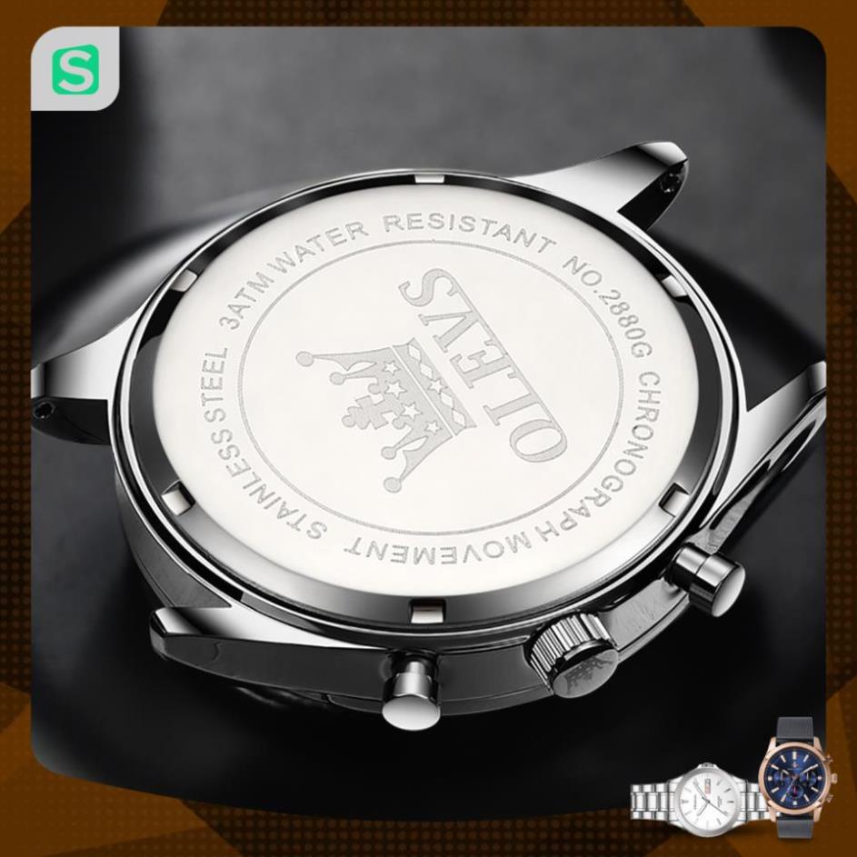 OLEVS 2880 Đồng hồ nam chính hãng Dây da có chức năng Lịch chống nước phát sáng Mặt số