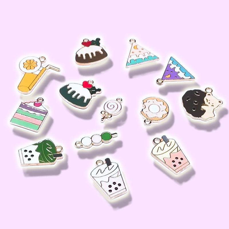 Bộ 4 Mặt Dây Chuyền Hợp Kim Tráng Men Nhiều Màu Sắc Dùng Làm Trang Sức DIY