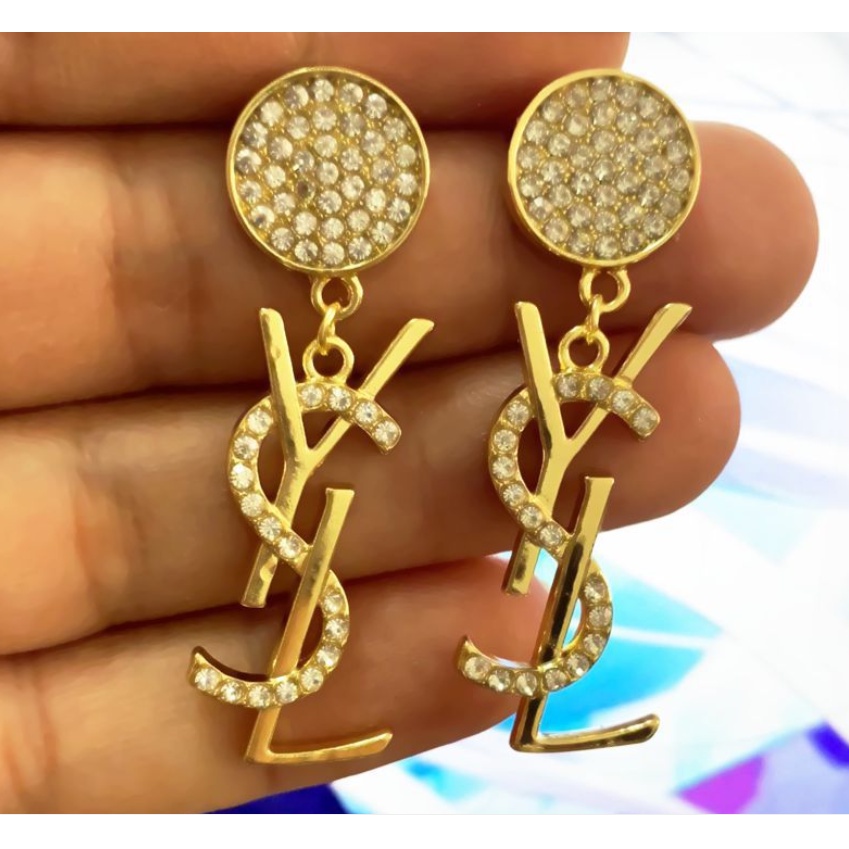 Bông Tai Chữ Đính Đá Thời Trang Nữ Tính