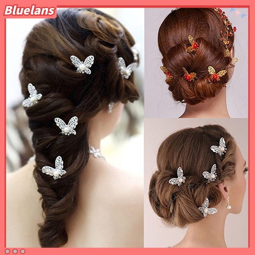 Set 6 Trâm Cài Tóc Chữ U Hình Bướm Dành Cho Cô Dâu