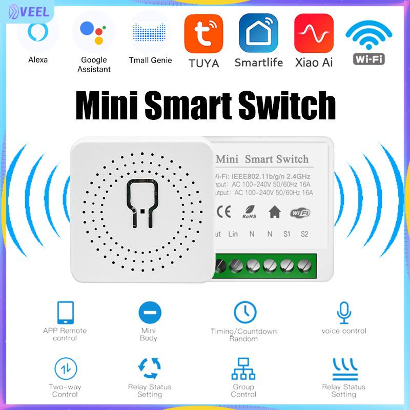 Công Tắc Thông Minh Tuya 16A MINI Wifi Smart switch Module Điều Khiển 2 Chiều Hẹn Giờ Nhà Tự Động Hóa Alexa Google Home
 veel