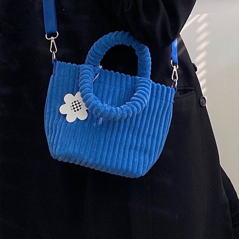 MISCHA Túi Xách Nhung Kẻ Thiết Kế Dễ Thương Phong Cách Hàn Quốc Dành Cho Nữ