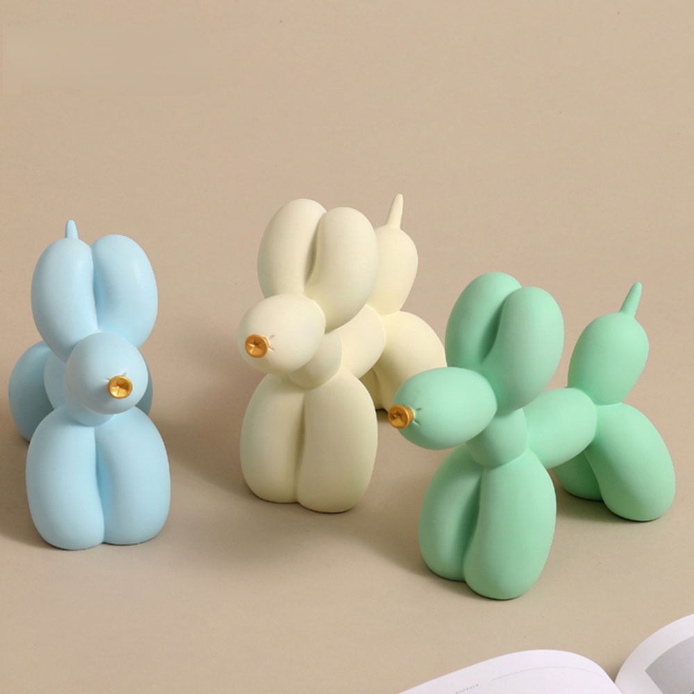 Tượng LOVIVER chú chó thổi bong bóng màu vàng bằng nhựa resin phong cách châu Âu trang trí tủ rượu