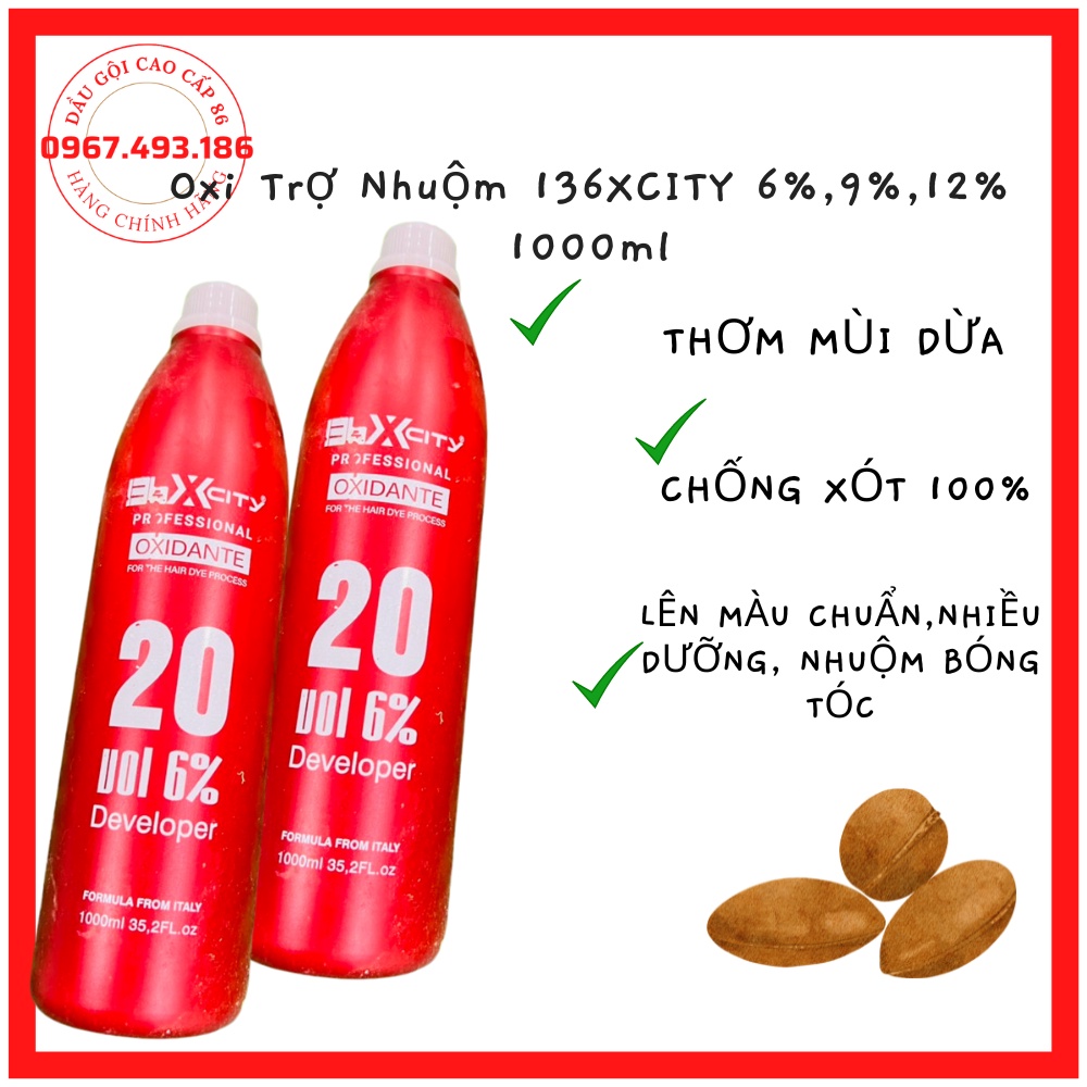 TRỢ NHUỘM OXYDYANT 3%, 6%,9%,12% 1000ml CHỐNG XÓT,KHÔNG KÍCH ỨNG DA, THƠM MÙI DỪA