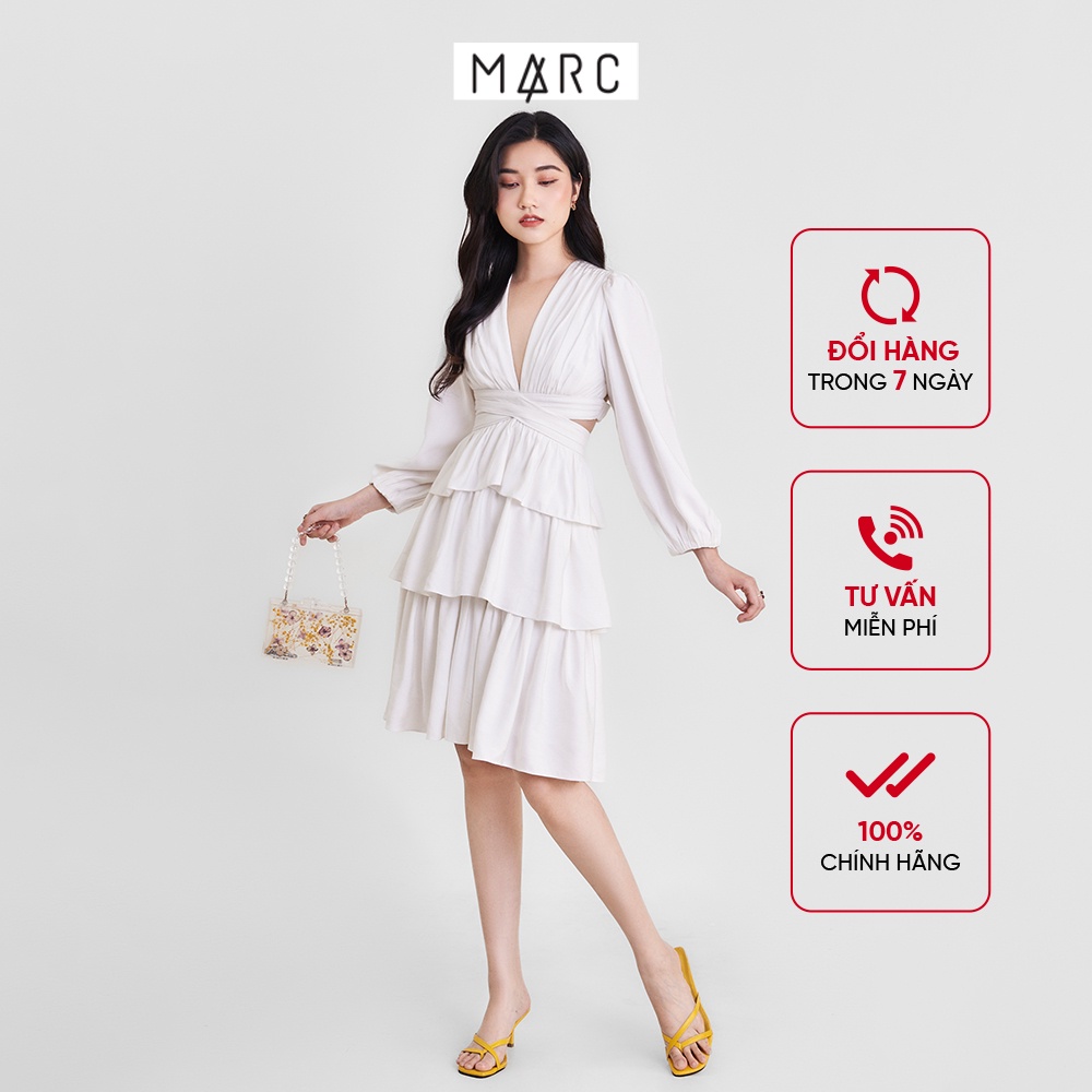 Đầm nữ MARC FASHION tay dài cutout tùng 3 tầng TRVH032422
