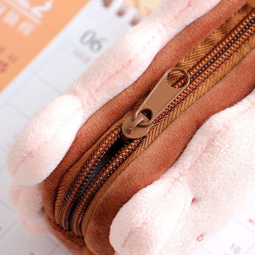 Túi Đựng Bút Phối Lông Có Khóa Kéo Dễ Thương Cho Bé Ốp