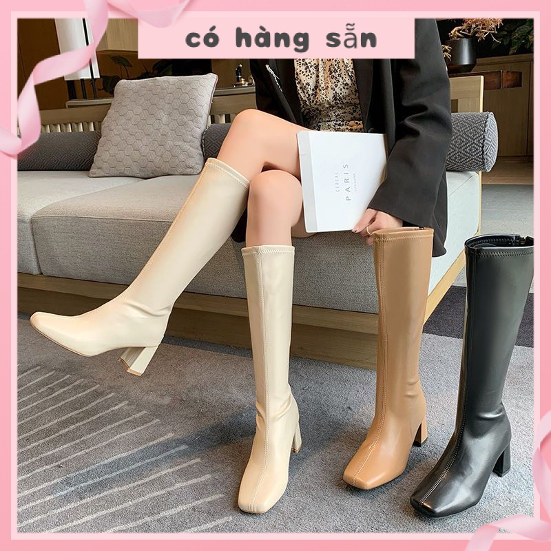boot bigsize nữ Giày Boots Martin Cổ Cao Chất Liệu Co Giãn Có Size Lớn 41-43 Dành Cho Nữ
