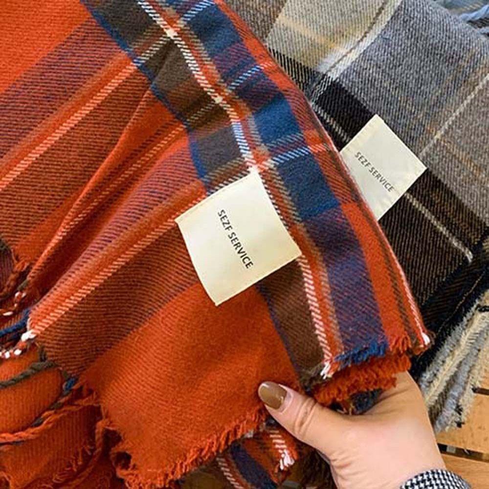 Khăn Choàng Cổ Tua Rua Dày Dặn Họa Tiết Kẻ Sọc Thời Trang Mùa Đông