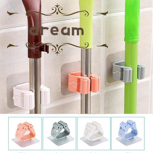 【DREAMLIFE】Non-marking Wall mounted Mop Clip Free Perforation Strong Sticky Hanging Clip Hook Broom Holder Rack