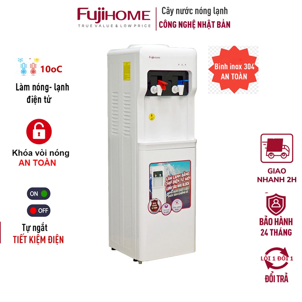 Cây nước nóng lạnh nhập khẩu FUJIHOME WD5320E máy uống nước nóng lạnh mini bình lọc công nghệ Nhật Bản chính hãng
