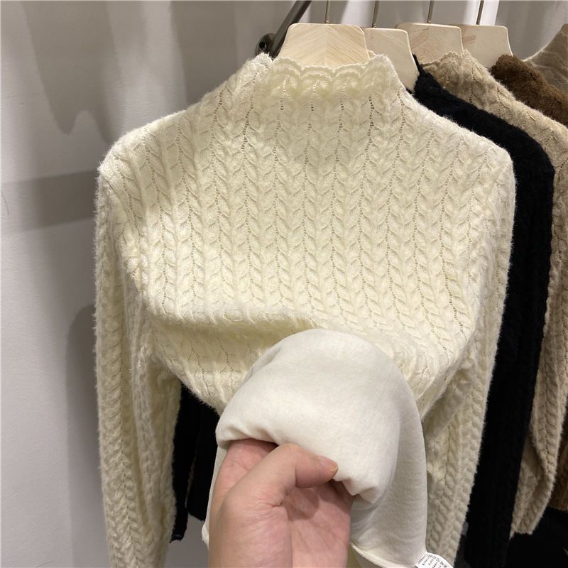 Áo Lót Lông Cừu Dày Phối Ren Thời Trang Cho Nữ