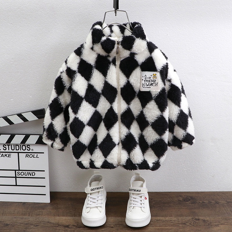 YAOEENH Áo Khoác Lông Cừu Cổ Cao 90-130cm Có Khóa Kéo Thời Trang Thu Đông Cho Mẹ Và Bé