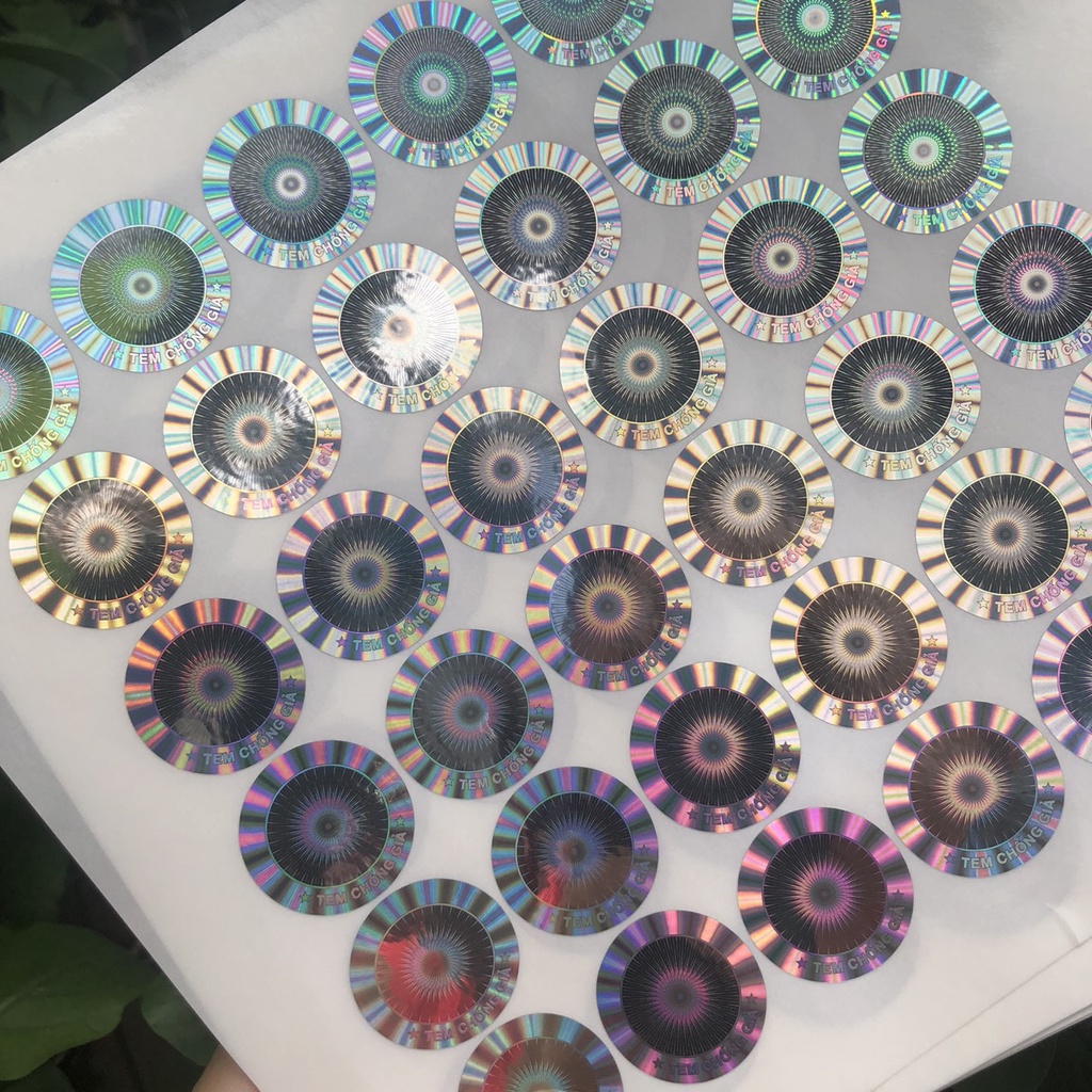 Tem chống giả 7 màu hologram 1.6cm tròn combo 1.000c