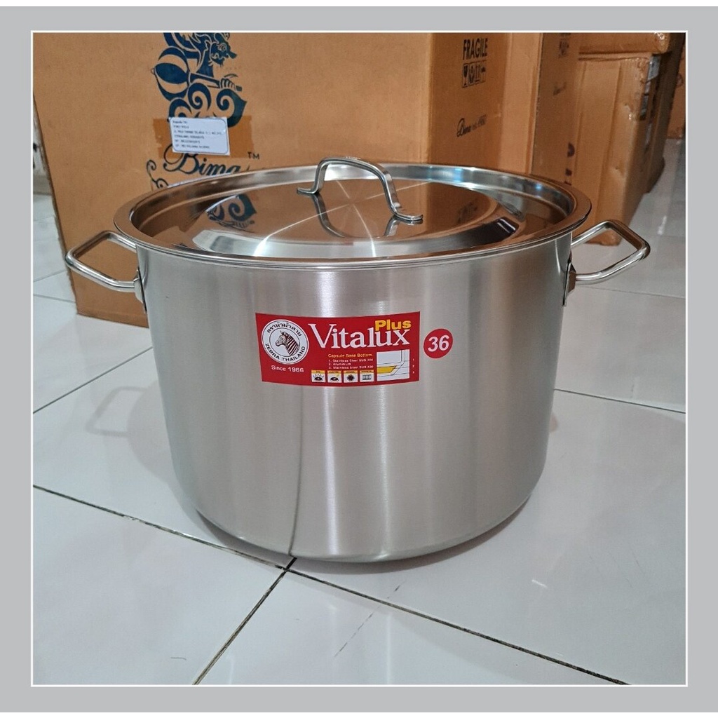 Nồi hầm 3 đáy Inox 304 Zebra Vitalux 40x25cm nắp Inox 31L - 171322 hàng nhập khẩu Thái Lan
