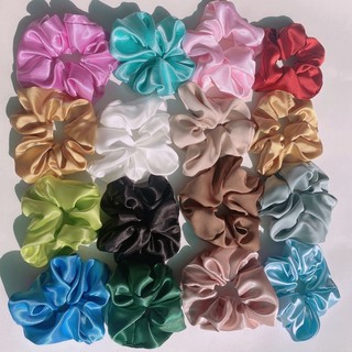 Scrunchies cột tóc phi lụa cỡ lớn màu trơn đơn giản
