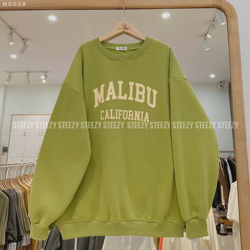 Áo sweater nỉ bông dáng rộng in chữ Mali - 247store.vn - AoSwtMALIBU780