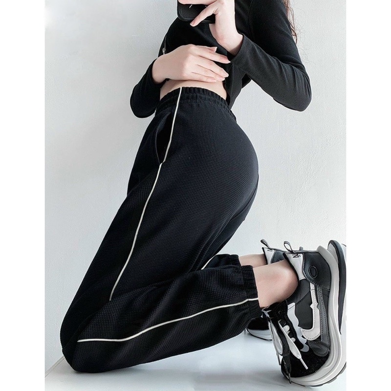 Quần Jogger Chất Tổ Ong Chạy Viền Quần Thể Thao Unisex Dày Dăn Mã 911