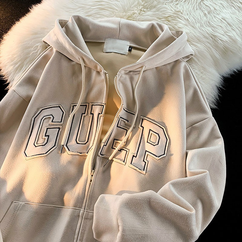 Áo Hoodie Thêu Chữ Phong Cách Đường Phố Mỹ Cá Tính Cho Nữ