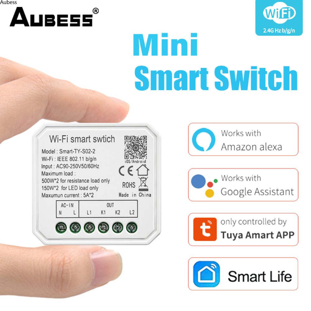 Aubess Aubess Tuya 1/2 Băng Đảng Cuộc Sống Thông Minh Tuya Điều Khiển Từ Xa Làm Việc Với Alexa Google Home WiFi Mini Thông Minh Tự Sáng mô Đun